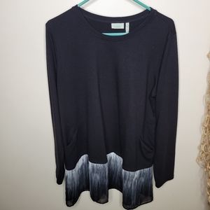 Lori Goldstein Lounge Wear Tunic Pockets Black Large